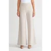 Ming Wang Stretch Deco Crepe Wide-leg Pants In Neutral