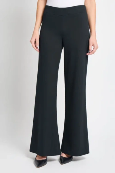 Ming Wang Stretch Deco Crepe Wide-leg Pants In Black