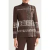 Ming Wang Stripe Jacquard Mock Neck Knit Tunic In Gold