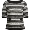 Ming Wang Stripe Knit Top In Multi