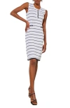 Ming Wang Stripe Sleeveless Knit Dress In White/black