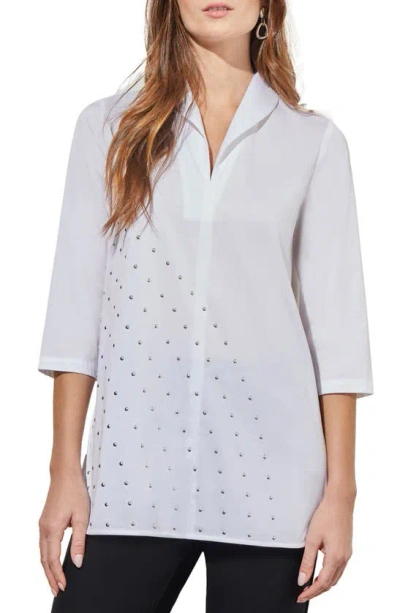 Ming Wang Shawl Collar Shirt In White