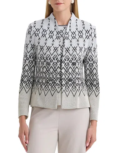 Ming Wang Tailored Diamond Jacquard Knit Jacket