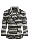 Ming Wang Tailored Fit Double Breasted Knit Blazer In Multi