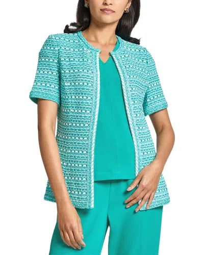 Ming Wang Tailored Fit Multi-stitch Knit Jacket In Blue