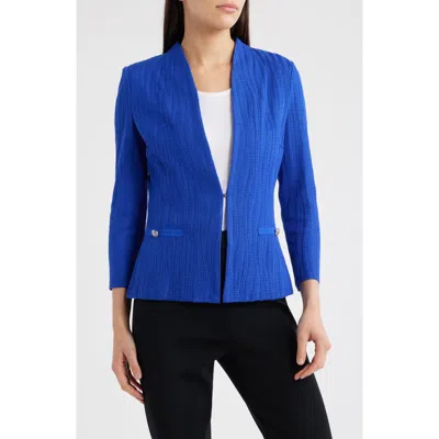 Ming Wang Tailored Fit Textured Wave Knit Jacket In Sapphire Sea
