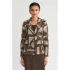 Ming Wang Tailored Geometric  Jacquard Knit Blazer In Brown