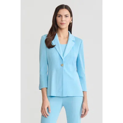 Ming Wang Tailored Single-button Knit Jacket, Serene In Blue