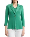 Ming Wang Tailored Single-button Knit Jacket In Green