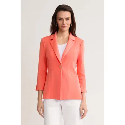 Ming Wang Tailored Single-button Knit Jacket In Pink