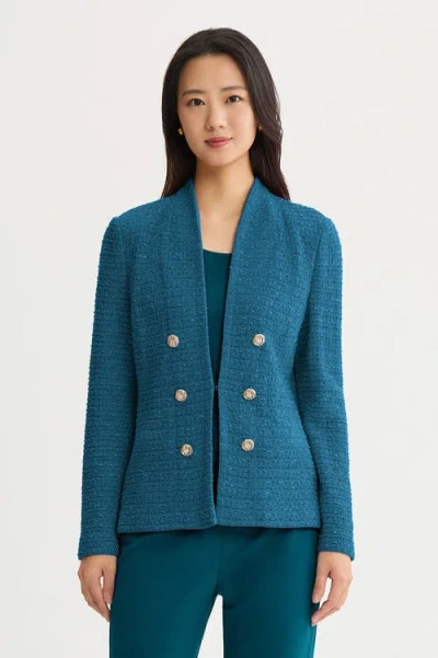Ming Wang Tailored Tonal Eyelash Tweed Knit Jacket In Animal Print