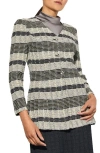 Ming Wang Heritage Fit Textured Knit Jacket In Mink/lemon/lunar Rock