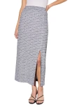 Ming Wang Textured Knit Maxi Skirt In Black/white