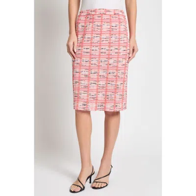 Ming Wang Textured Knit Skirt In Sunkist Coral/mutli