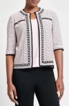 Ming Wang Textured Lace Trim Jacket