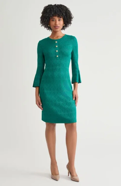 Ming Wang Tonal Multi-stitch Sheath Dress In Green