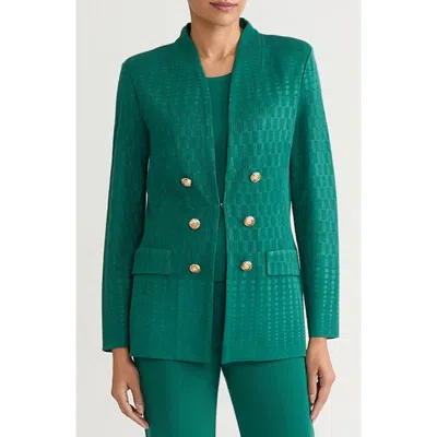 Ming Wang Tonal Multistitch Knit Jacket In Green
