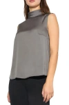 Ming Wang Heritage Fit Turtleneck Crêpe De Chine Shell Top In Mink