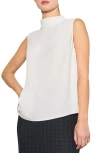 Ming Wang Heritage Fit Turtleneck Crêpe De Chine Shell Top In White
