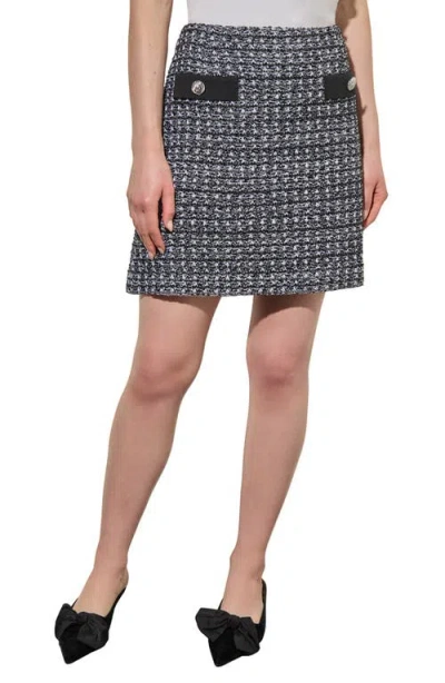 Ming Wang Tweed A-line Miniskirt In Black/ivory