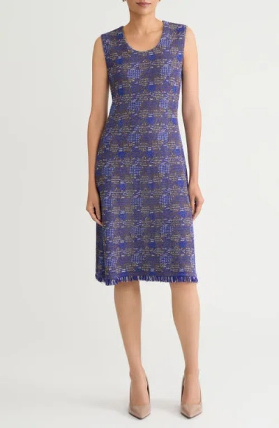 Ming Wang Tweed Sheath Dress In Multi