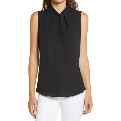 Ming Wang Twist Neck Sleeveless Top In Black
