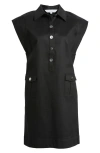 Ming Wang Utility Shift Dress In Black