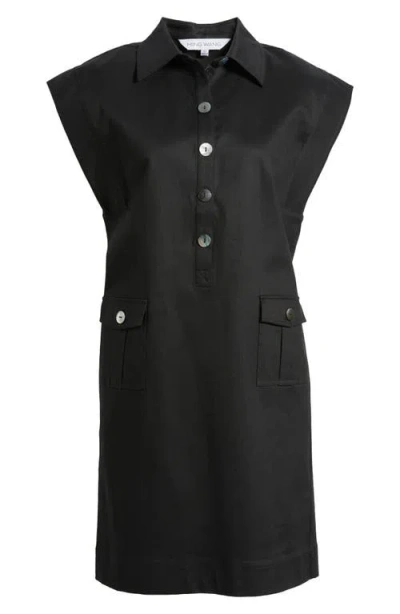Ming Wang Utility Shift Dress In Black