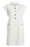 Ming Wang Utility Shift Dress In White