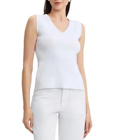 Ming Wang Family Savvy V-neck Soft Knit Tank In White