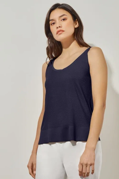 Ming Wang V-neck Tank In Blue