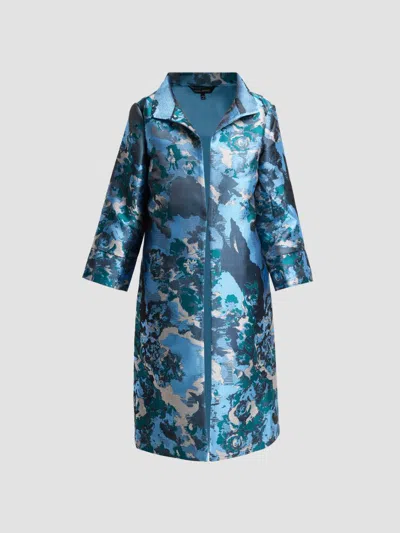 Ming Wang Women's Abstract Jacquard Spread-collar Coat In Blue