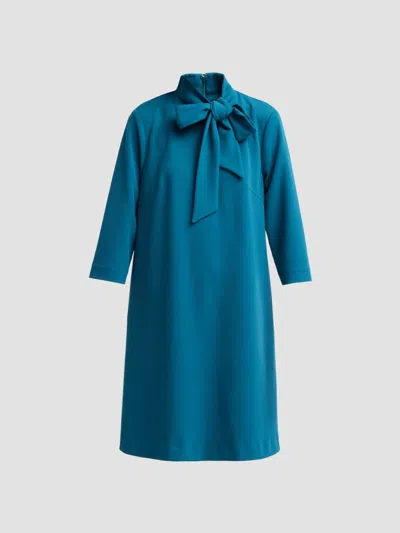 Ming Wang Women's Amica Tineck Crepe Shift Mini Dress In Blue
