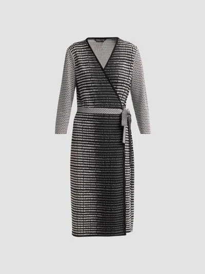 Ming Wang Women's Aria Monochrome Midi Wrap Dress In Black