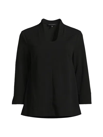 Ming Wang Women's Deco Crepe Blouse In Black