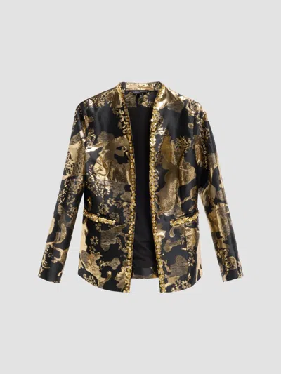 Ming Wang Women's Embellished Metallic-jacquard Jacket In Gold