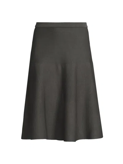 Ming Wang Women's Flare Knit Midi-skirt In Gray