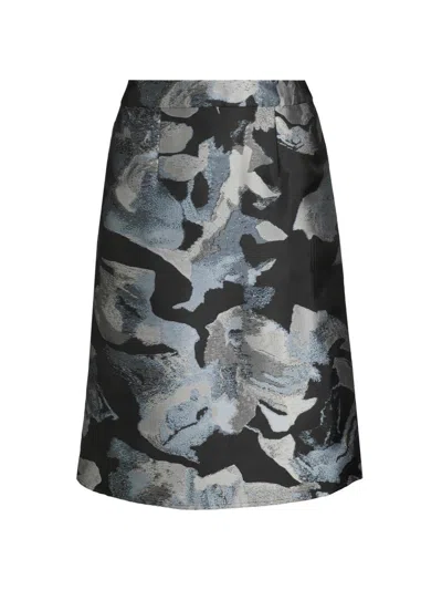 Ming Wang Women's Floral A-line Woven Skirt
