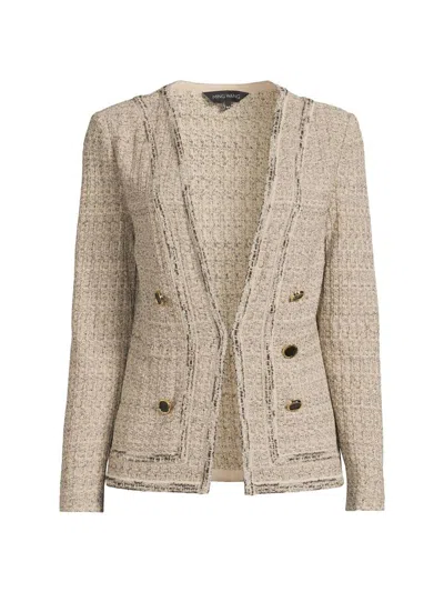 Ming Wang Women's  X Tanya Foster Heritage Shimmer Knit Tweed Jacket In Brown