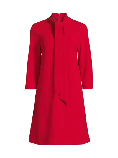 Ming Wang Women's  X Tanya Foster Tie-neck Deco Stretch-crepe Tent Dress In Red