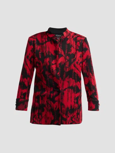 Ming Wang Women's Petite Abstract Jacquard Jacket In Red