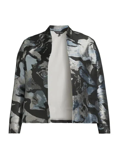 Ming Wang Women's Plus Floral Woven Heritage-fit Jacket In Black