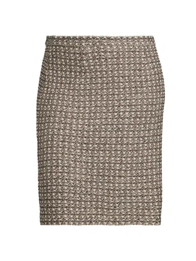 Ming Wang Women's Plus Size Pencil Tweed Knee-length Skirt In Brown