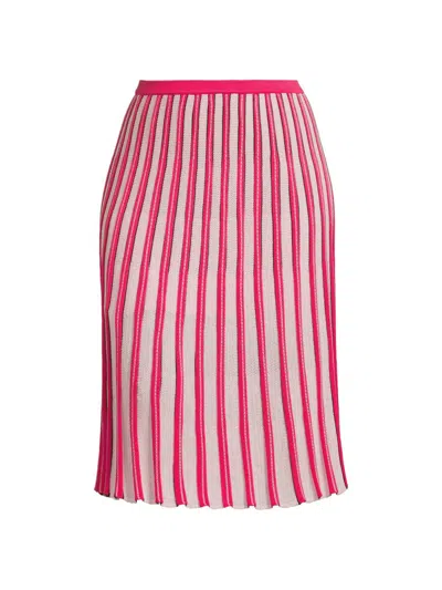 Ming Wang Women's Plus Striped Pointelle-knit Midi-skirt In Multi
