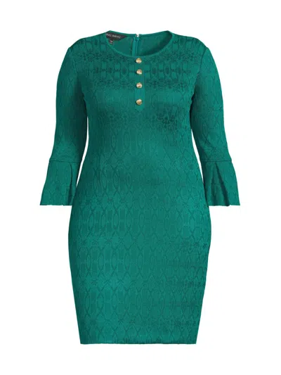 Ming Wang Women's Plus Tonal Multi-stitch Sheath Knee-length Dress In Green