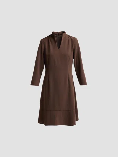 Ming Wang Women's Stretch Deco Crepe Knee-length Dress In Brown