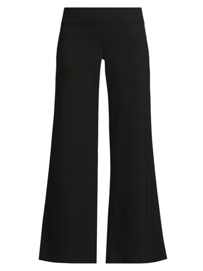 Ming Wang Women's Stretch Deco Crepe Wide-leg Pants In Black