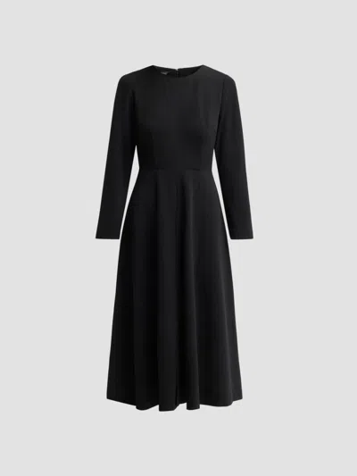 Ming Wang Women's Stretch-deco Crepe A-line Midi Dress In Black