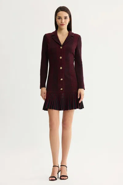 Ming Wang X Anna Marie A-line Flounce Hem Tweed Knit Dress In Holiday/black