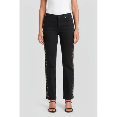 Ming Wang X Anna Marie Floral Rhinestone Flared Jeans In Black